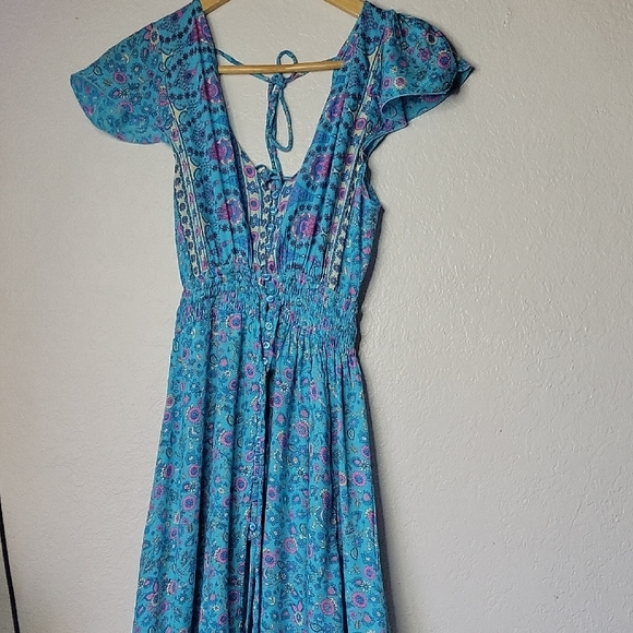 Aura Floral Blue Summer Dress Size S - Picture 3 of 10